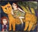 Woman riding a cat